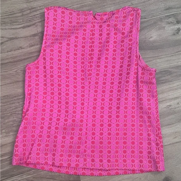 Trina Turk Pink and Red Sleeveless Tank Top with Eyelet Design Size Large - Picture 2 of 3